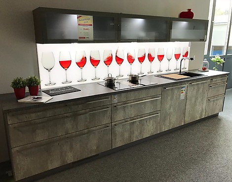 Moderne Küche in Beton Optik mit LED Rückwand (MK20) - 186 Brest Beton