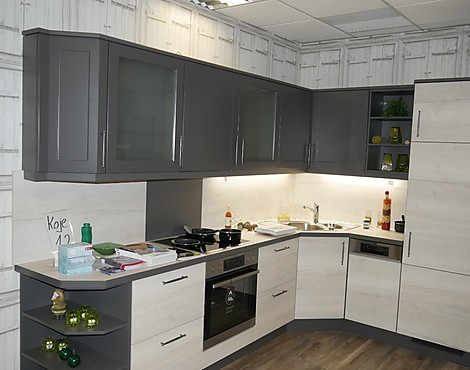 Sonderaktion bis zum 27.02.2021 incl einem 9 teiligen Topfset - Lackfront matt mit einem Holzdekor Moderner Landhaus