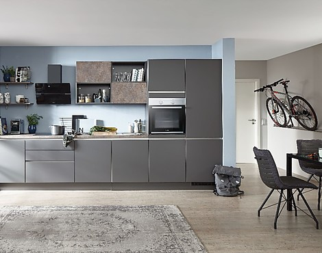 Grifflose Küchenzeile Lacklaminat schiefergrau superschön supermatt Superpreis - Touch nur noch 4.498.-€