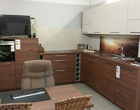 Kein Standard Schrankhöh 90cm und einem schönen Essplatz - Artwood Kunststoff Nussbaum Royal+ Lux Lacklaminat Sahara