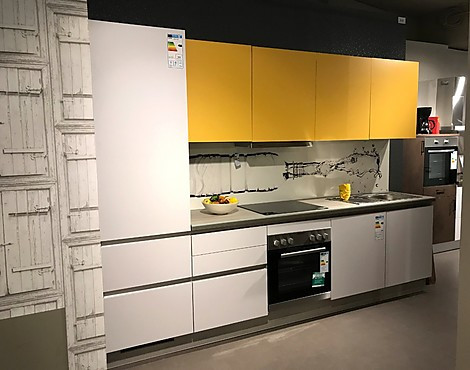 Küchenzeile inkl. Elektrogeräte - grau/gelb - Cindy