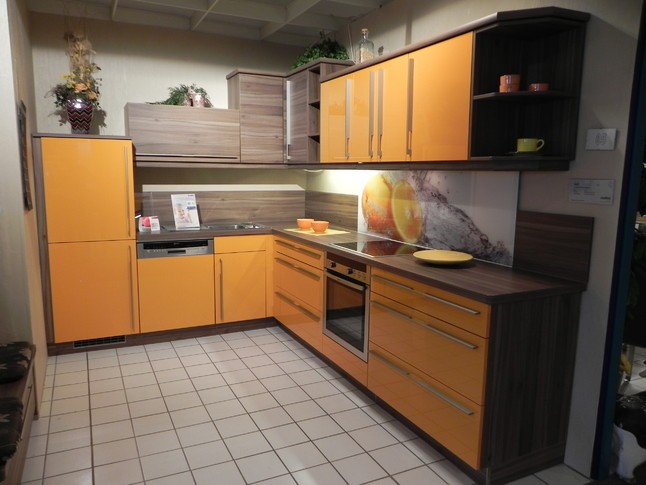 Nolte musterküche moderne einbauküche, orange hochglanz ca ...