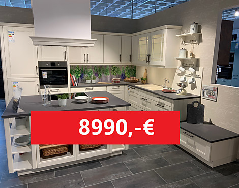 ⭐ Musterküche zum super Sonderpreis abzugeben - - AEG; Front: York Echtholz Seidengrau