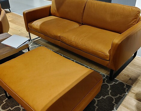 3 - Sitzer Verona 208cm breit inkl. Hocker, Anilinleder - .
