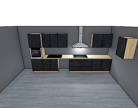 Küche Speed Schwarzbeton Nachbildung Metallgriff Edelstahlfarbig Korpus Eiche San Remo Nachbildung - Speed 58931