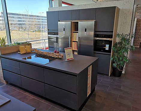 Launch-Küche schieferoptik, grifflos, modern - K24 Stone-Art, grauschiefer dunkel
