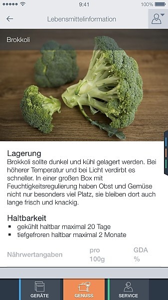 Smart Home fähige Kühlschränke kommunizieren mit einer App und machen zum Beispiel Tipps zur Lebensmittel Lagerung zugänglich.
