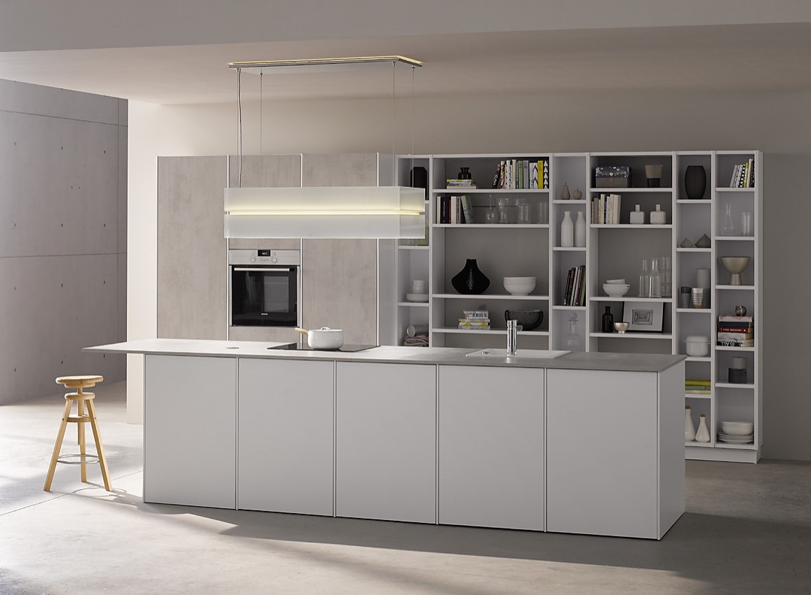 Ancona designküche in weià und teak