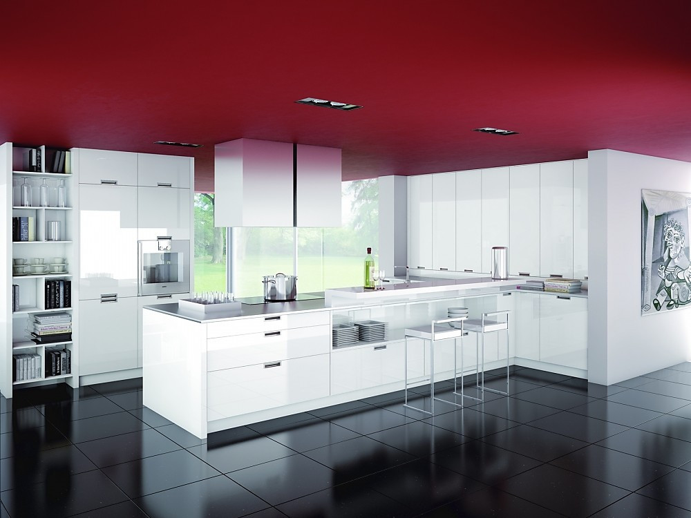 Moderne Küche mit wandhohen Schränken und Theke Zuordnung: Stil Moderne Küchen, Planungsart U-Form-Küche