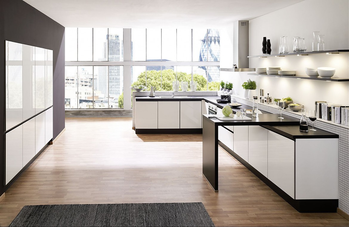 Moderne, grifflose l küche weiÃ