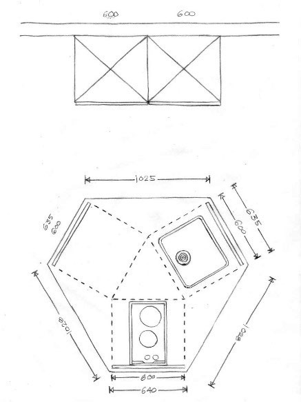 Floor plan of the single kitchen