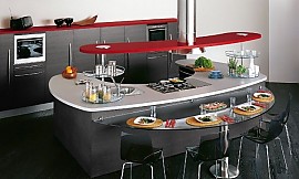 Inselküche mit Design-Dunstabzug Zuordnung: Stil Design-Küchen, Planungsart Küche mit Sitzgelegenheit