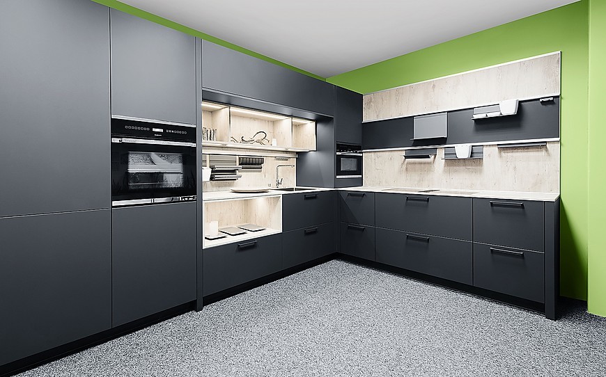 L-Küche Greenline Zerox HPL Carbon (Rotpunkt Küchen)