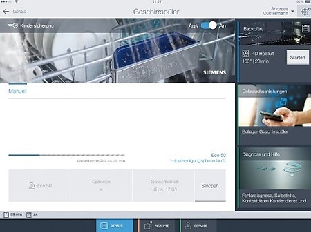 Komfortabler Luxus: Clever Geschirrspülen per Smart-Home App. Bild: Siemens