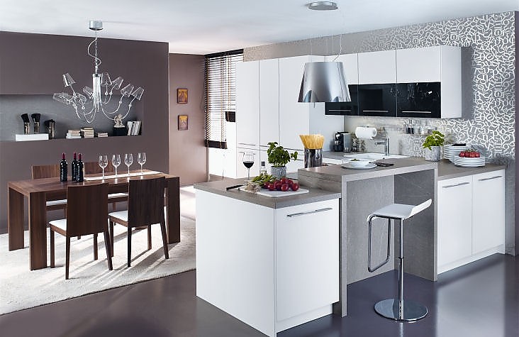 Moderne küche xl 5450 in weiÃ, schwarz und grau