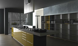 Multilinie Erdgelb glänzend Zuordnung: Stil Luxusküchen, Planungsart Küche mit Küchen-Insel
