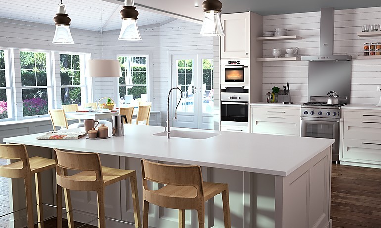 Eine fugenlos integrierte Spüle aus Kunststein verspricht Klarheit und Konsequenz in der Küchenplanung und im Design.